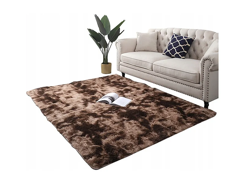 Tapis pelucheux shaggy rabbit 160x220 cm doux marron