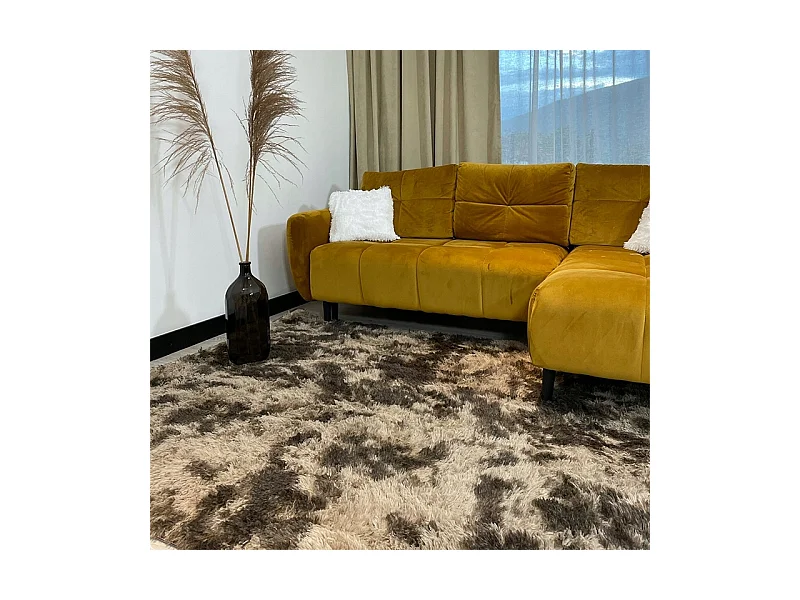 Tapis pelucheux shaggy rabbit 160x220 cm doux marron