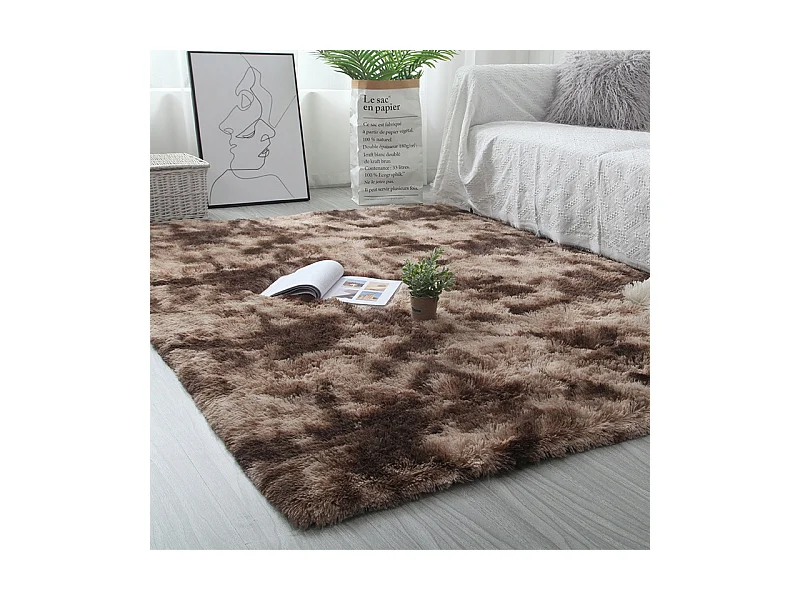 Tapis pelucheux shaggy rabbit 160x220 cm doux marron