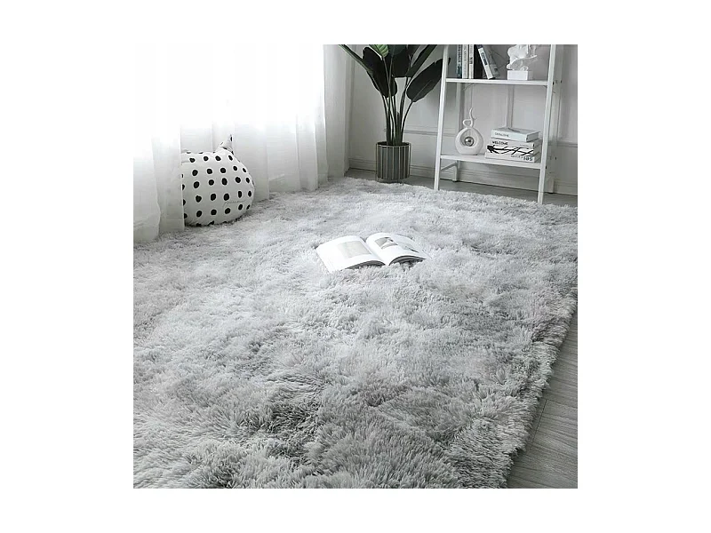 Tapis shaggy en peluche gris clair 100x150 cm moelleux et doux comme de la fourrure XL