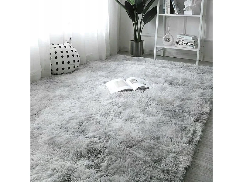 Tapis shaggy en peluche gris clair 100x150 cm moelleux et doux comme de la fourrure XL