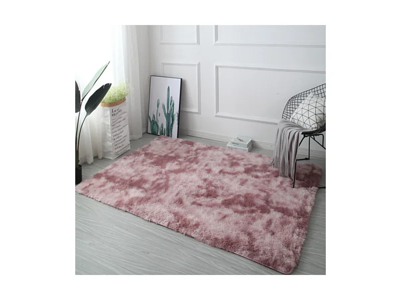 Tapis rose pelucheux shaggy rabbit 150x100 cm épais en fourrure XL