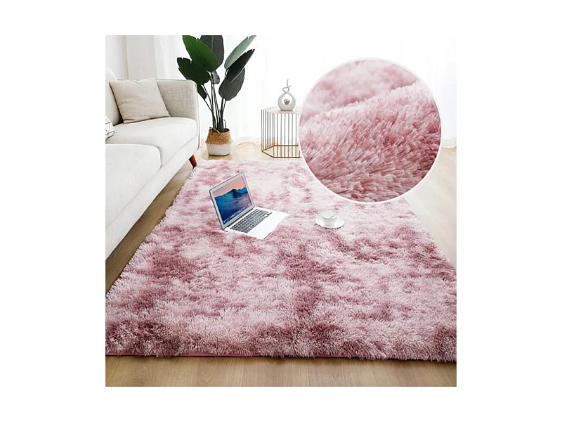 Tapis rose pelucheux shaggy rabbit 150x100 cm épais en fourrure XL