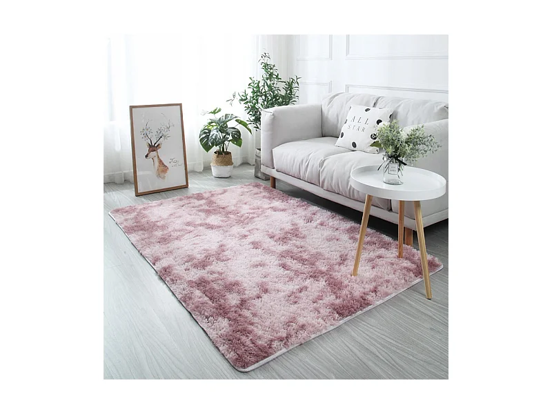Tapis rose pelucheux shaggy rabbit 150x100 cm épais en fourrure XL
