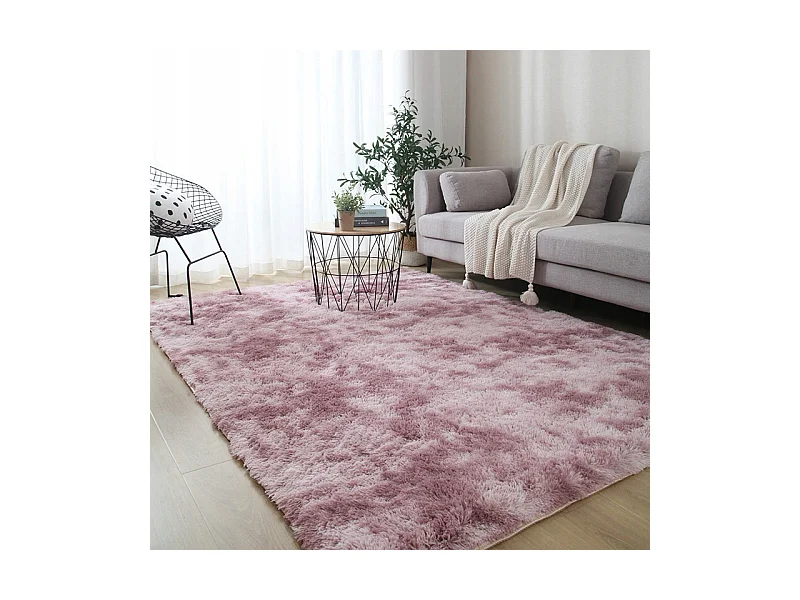 Roze pluche shaggy vloerkleed rabbit 150x100 cm dik bont XL