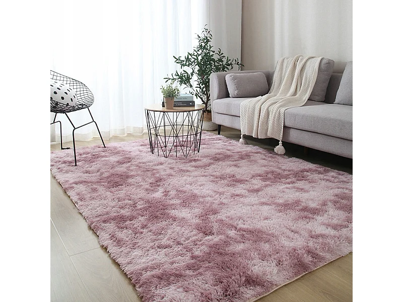 Tapis rose pelucheux shaggy rabbit 150x100 cm épais en fourrure XL