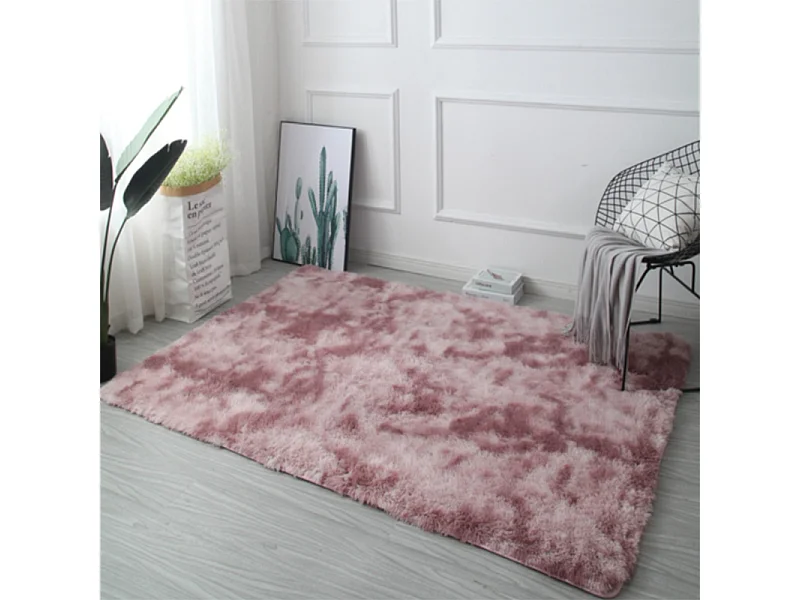 Tapis rose pelucheux shaggy rabbit 150x100 cm épais en fourrure XL