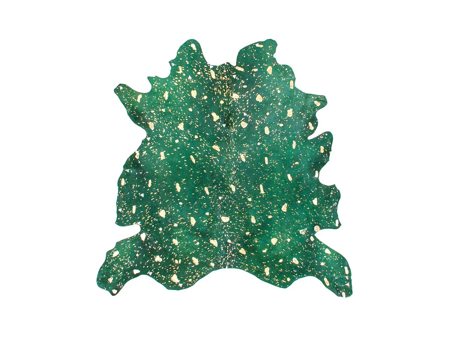 Tapis Peau de Vache "Fly" Vert & Or 135 x 165 cm