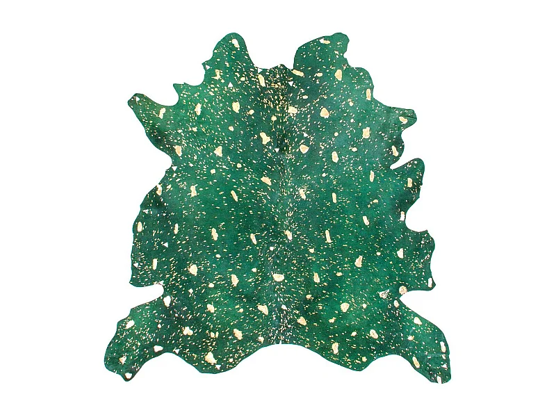 Tapis Peau de Vache "Fly" Vert & Or Entre 1,35 et 1,65 m2