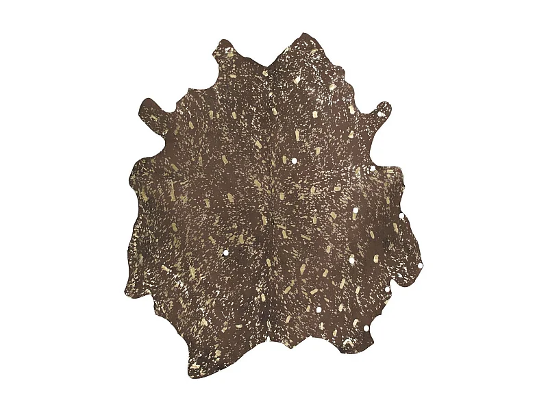 Tapis Peau de Vache "Glam" Marron & Or 135 x 165 cm