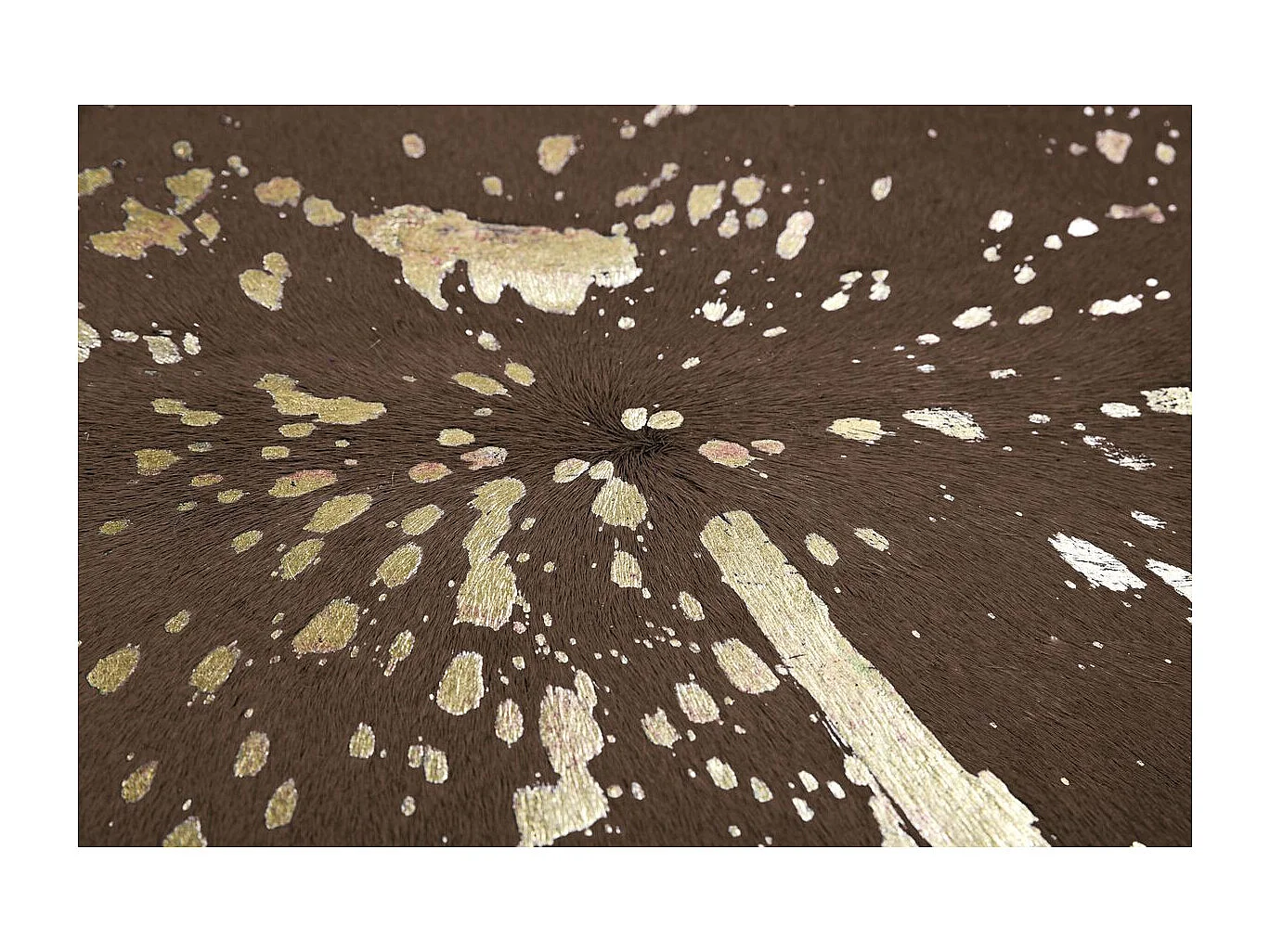 Tapis Peau de Vache "Glam" Marron & Or 135 x 165 cm