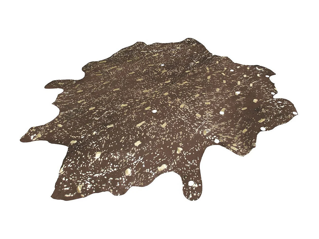 Tapis Peau de Vache "Glam" Marron & Or 135 x 165 cm