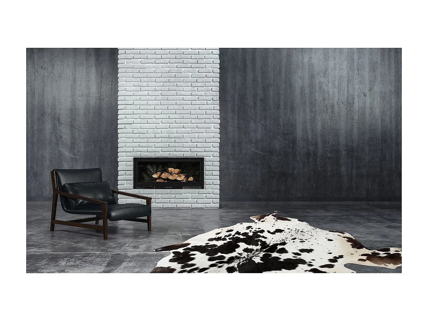 Tapis Peau de Vache "Glam" Noir & Blanc 135 x 165 cm