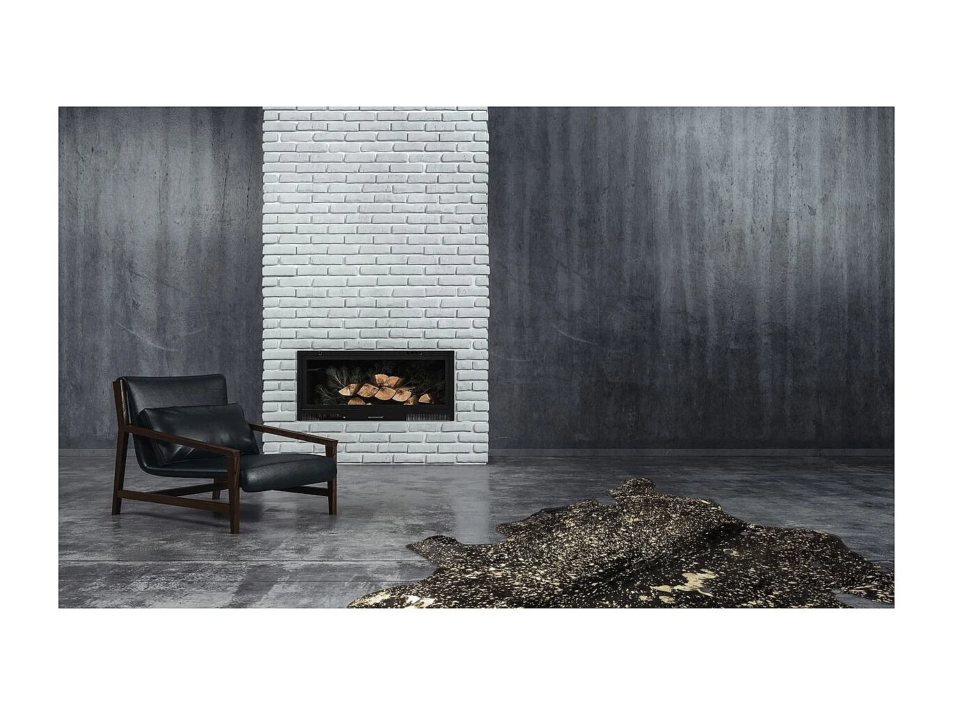 Tapis Peau de Vache "Glam" Noir & Or 135 x 165 cm