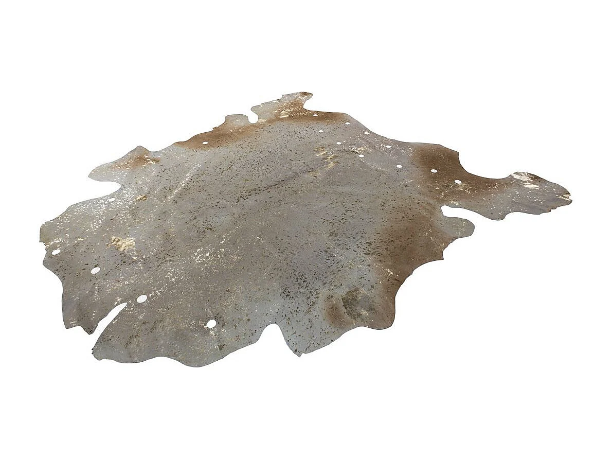 Tapis Peau de Vache "Glam" Ivoire & Or Entre 1,35 et 1,65 m2