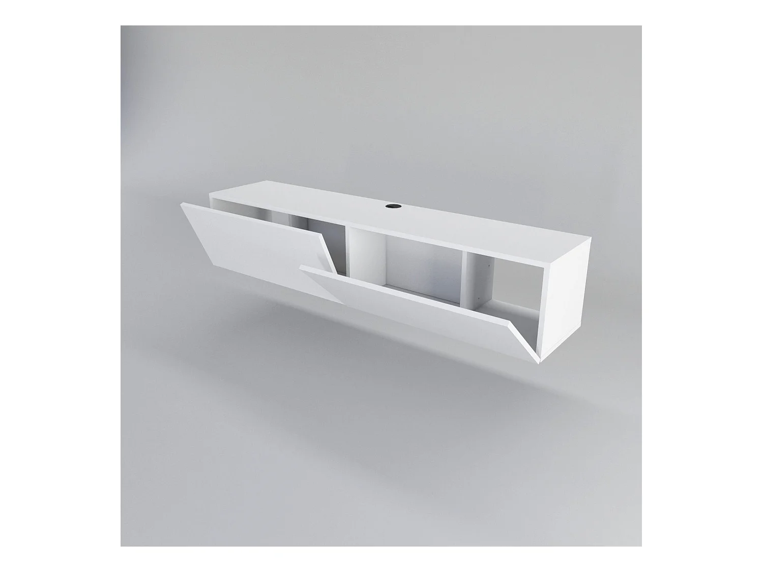 Meuble TV scandinave, blanc, 159,7 x 36,8 x 34,1 cm | Panneau de particules 100 % mélaminé, épaisseur 18 mm | Élégant et fonctionnel pour un salon moderne