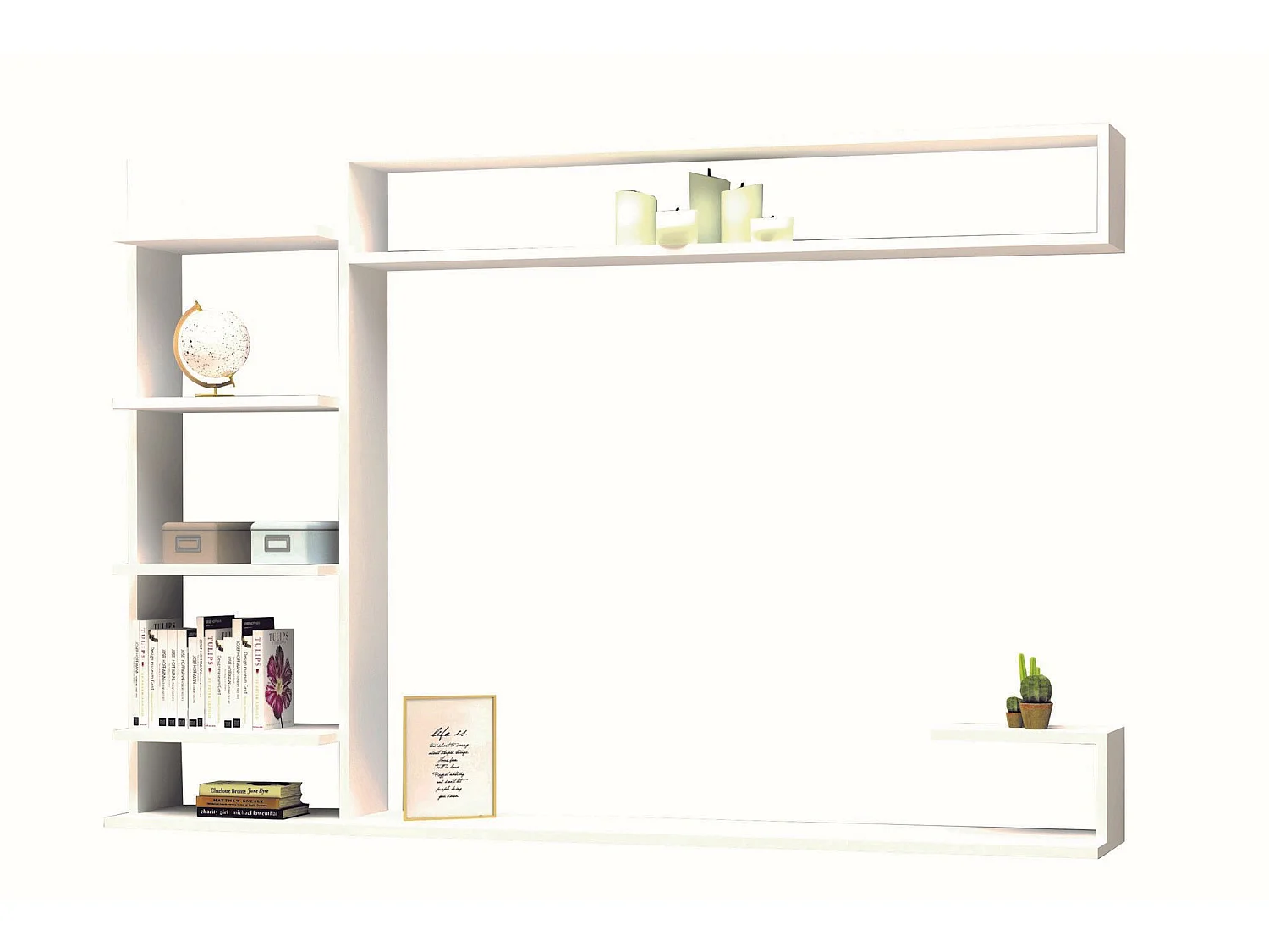 TV-Ständer – 180 cm x 121,8 cm x 29,6 cm – Weiß – Melaminbeschichtete Spanplatte