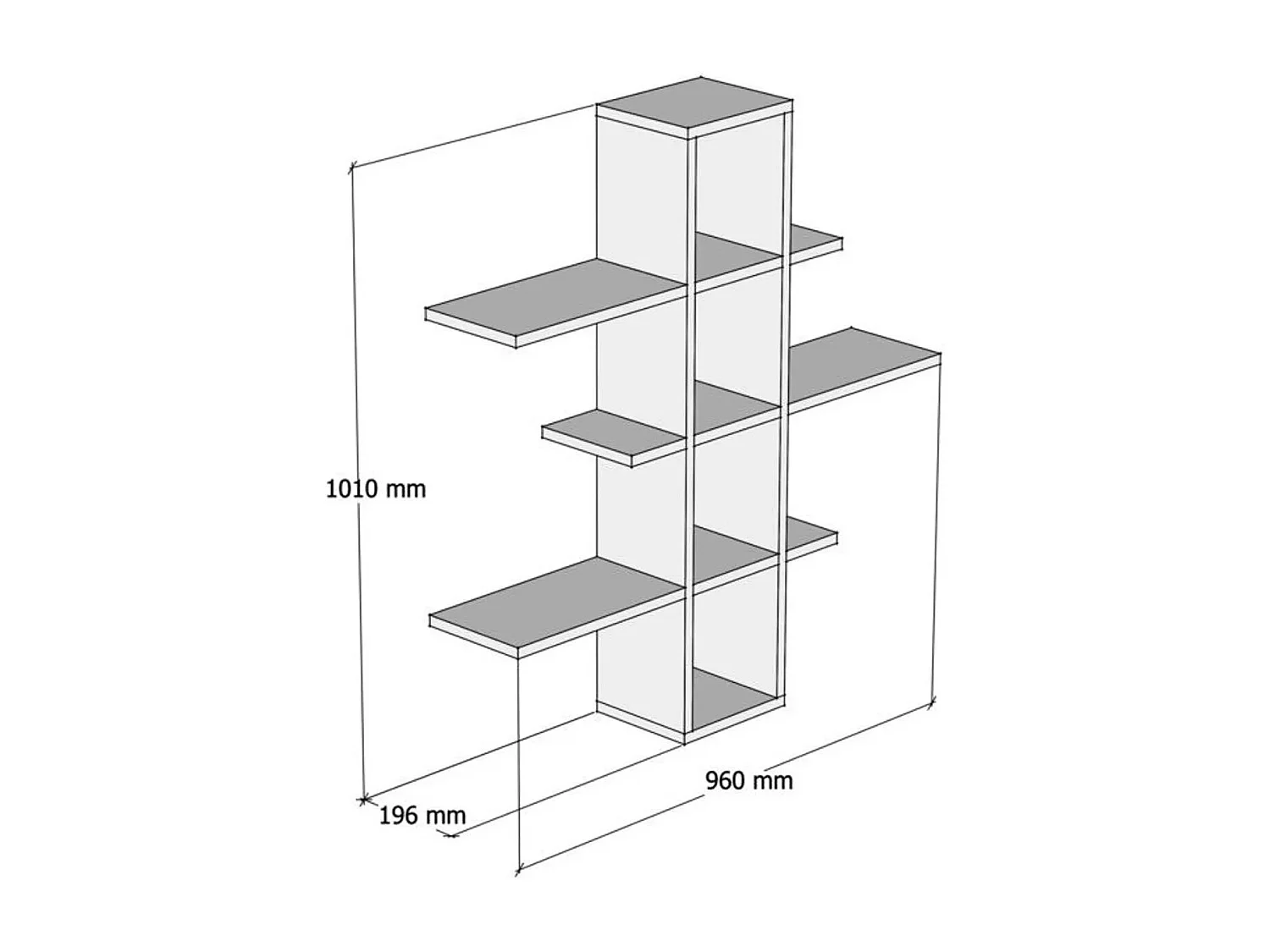 Mensola da parete – 96 x 101 x 19,6 cm – Zaffiro e Antracite – Pannello di particelle con melamina