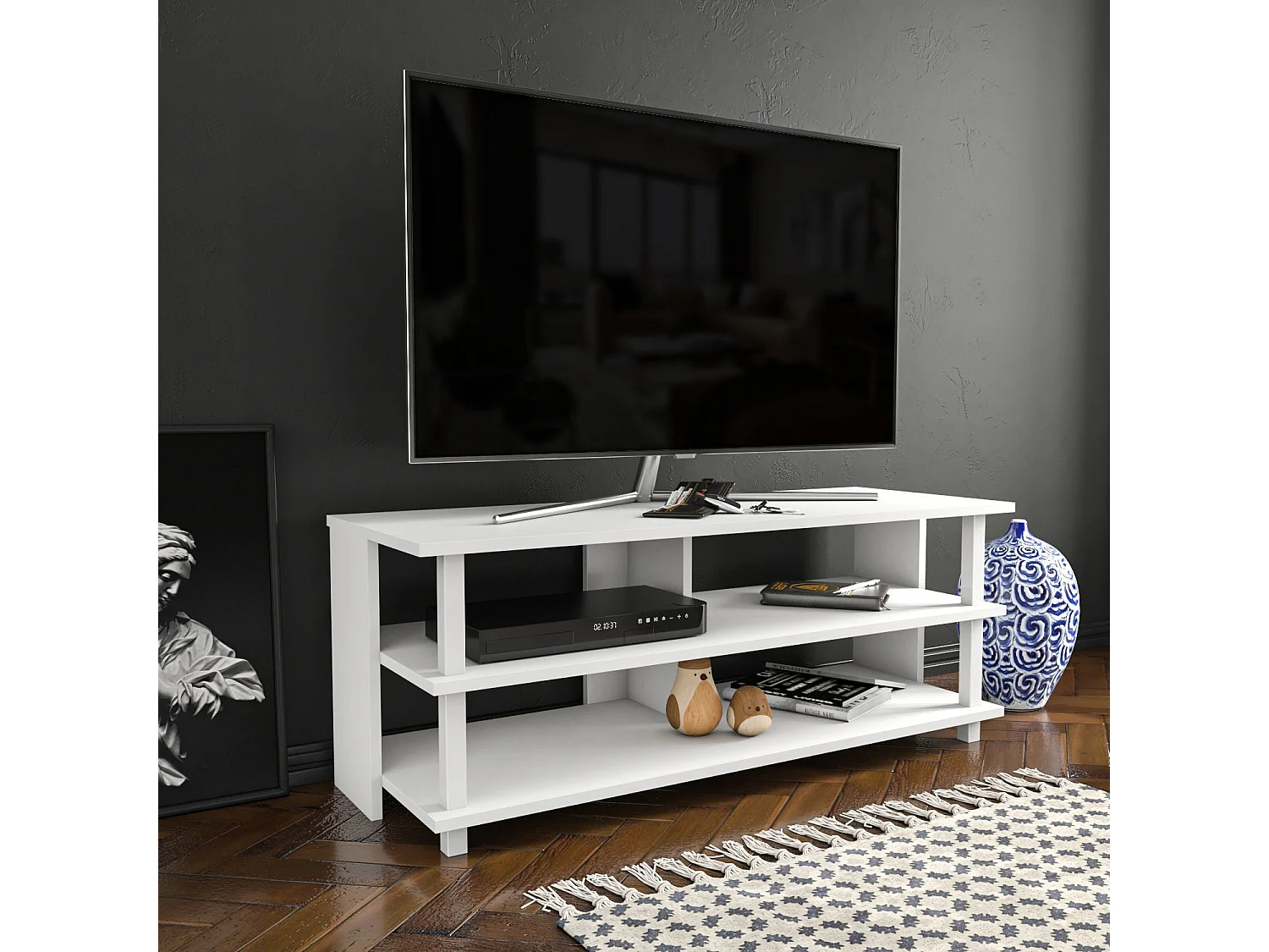 Mesa de tv Kailua 996, Blanco, 120x47x45cm