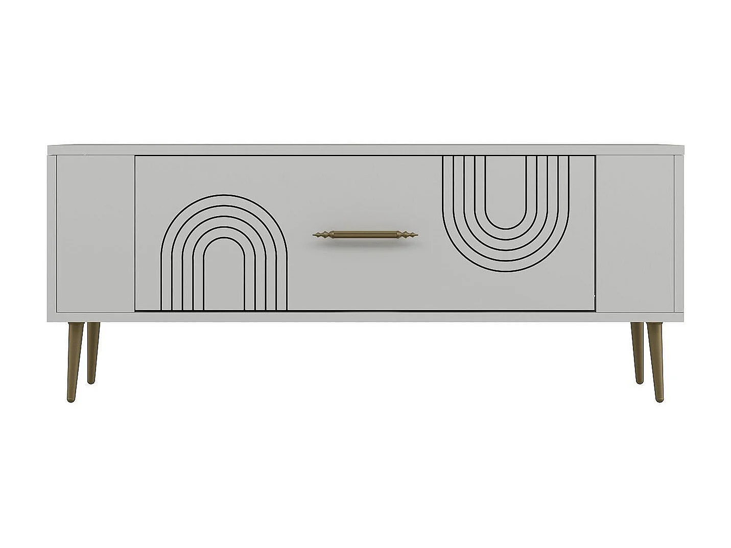 Mobile TV – 120 cm x 48,2 cm x 26,4 cm – Bianco e oro – Pannello truciolare