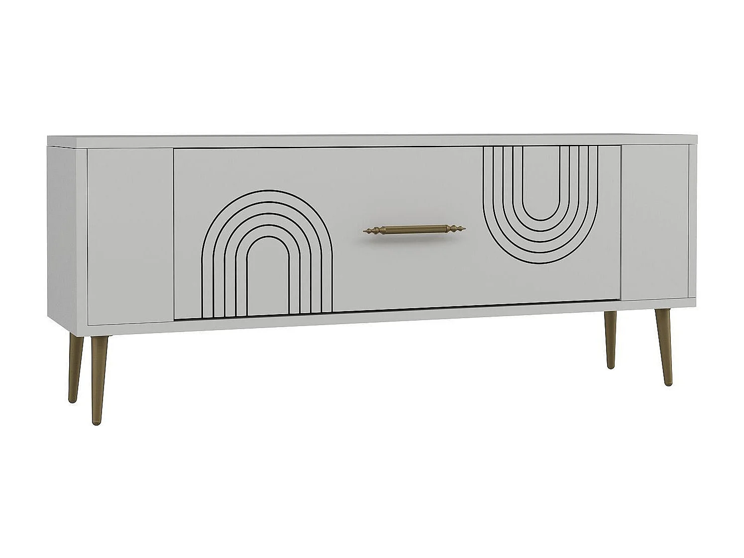 Mobile TV – 120 cm x 48,2 cm x 26,4 cm – Bianco e oro – Pannello truciolare