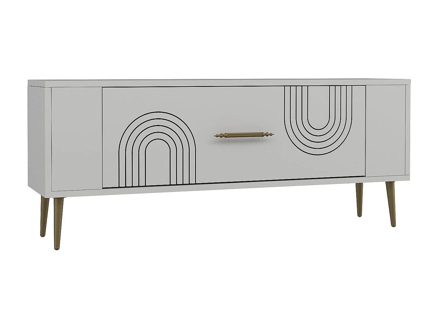 Mobile TV – 120 cm x 48,2 cm x 26,4 cm – Bianco e oro – Pannello truciolare