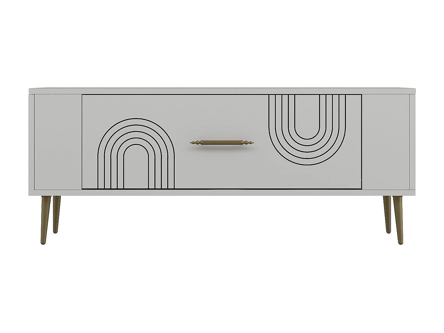 Mobile TV – 120 cm x 48,2 cm x 26,4 cm – Bianco e oro – Pannello truciolare