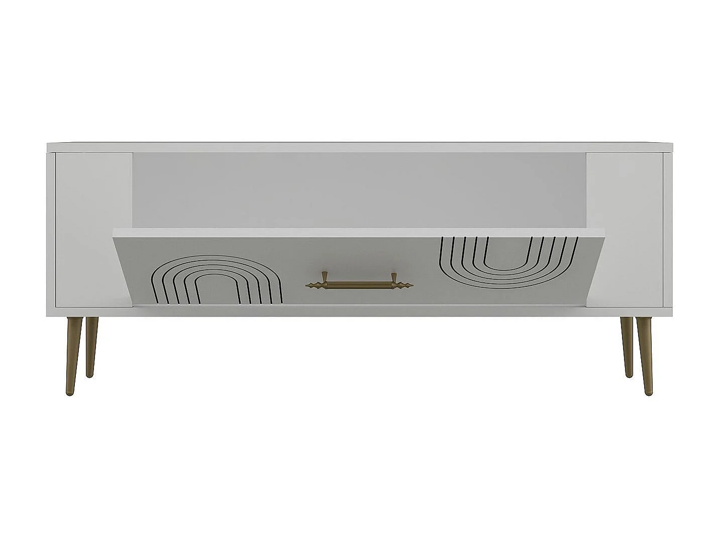 Mobile TV – 120 cm x 48,2 cm x 26,4 cm – Bianco e oro – Pannello truciolare