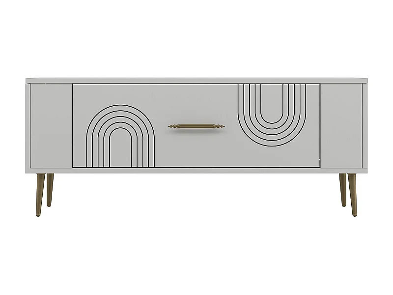 TV-Schrank – 120 cm x 48,2 cm x 26,4 cm – Weiß und Gold – Spanplatte