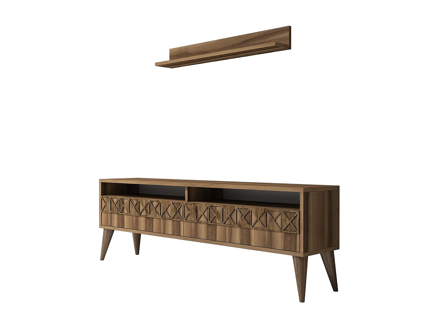 Moderne tv-standaard – 150 cm breed – walnoot – melamine