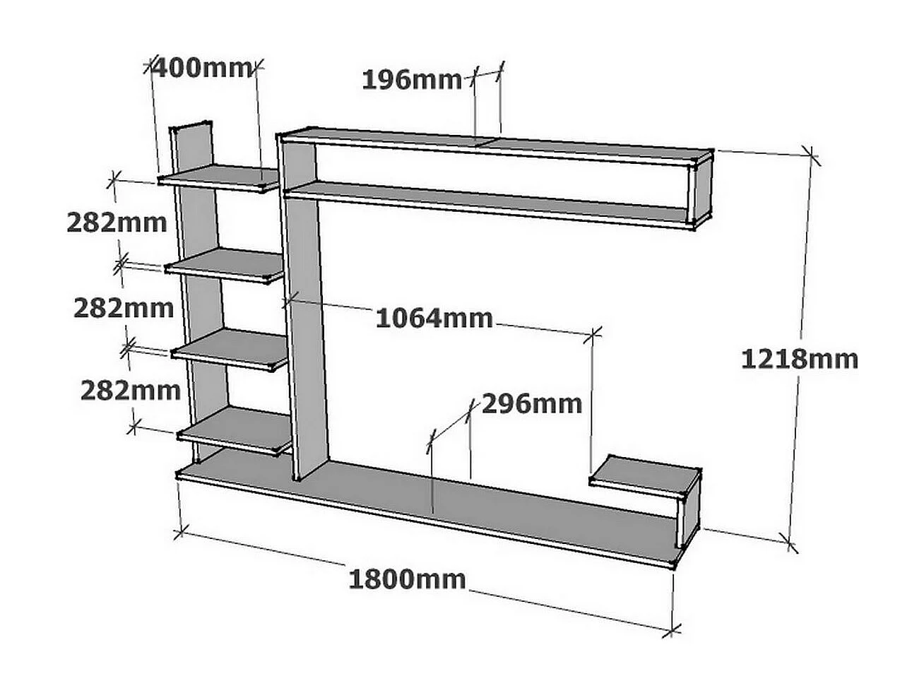 Skandinavischer TV-Ständer – 180 cm – Saphir und Anthrazit – Spanplatte