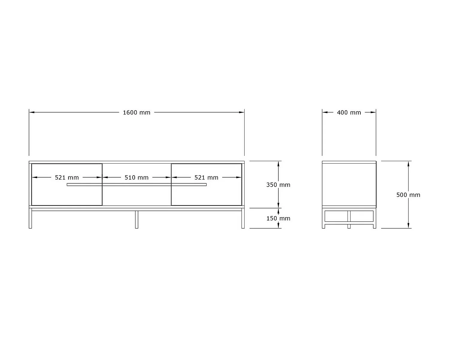 Eleganter TV-Ständer – 160 cm – Walnuss – melaminbeschichtete Spanplatte