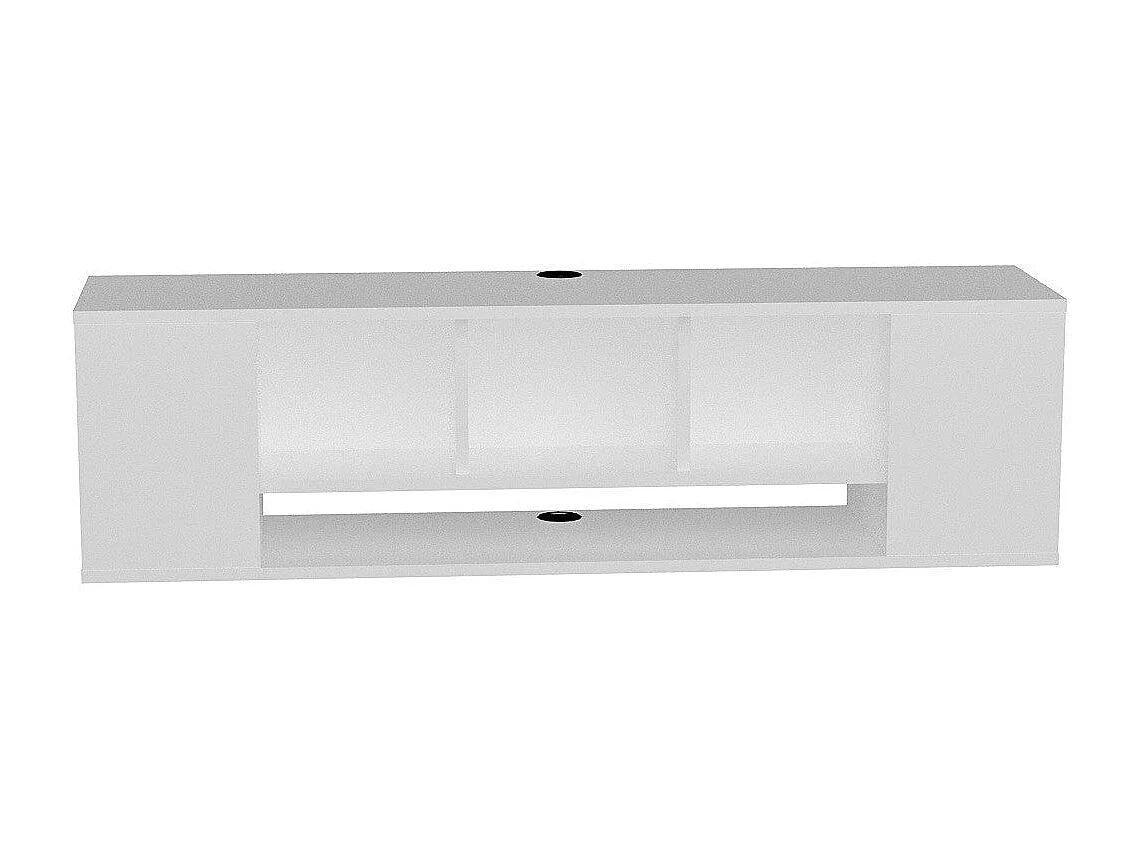 Moderne witte tv-standaard, 135 cm | 100% melamine gecoate spaanplaat, 18 mm dik | Wandmontage, meerdere planken, elegant en functioneel design