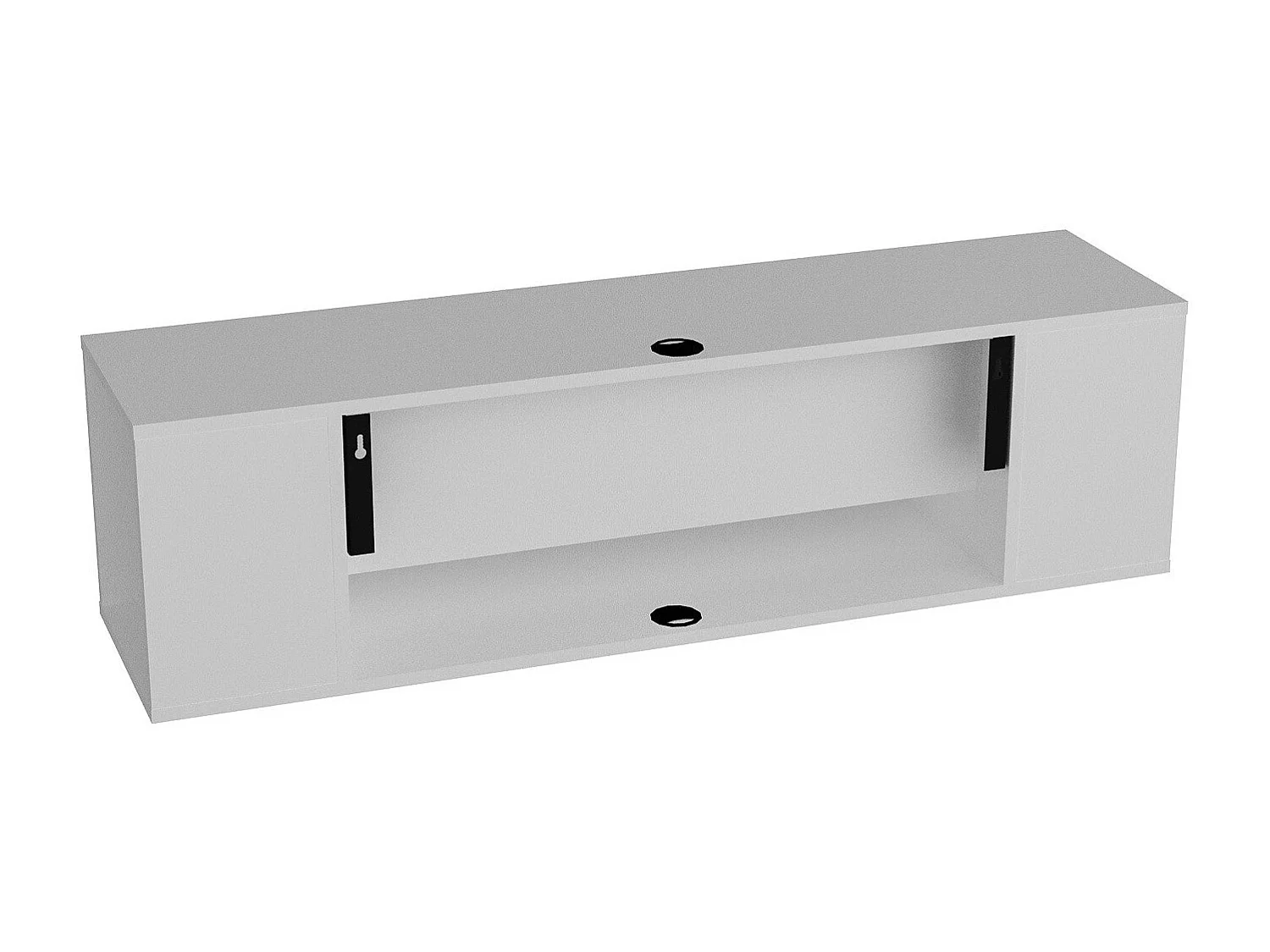 Moderne witte tv-standaard, 135 cm | 100% melamine gecoate spaanplaat, 18 mm dik | Wandmontage, meerdere planken, elegant en functioneel design