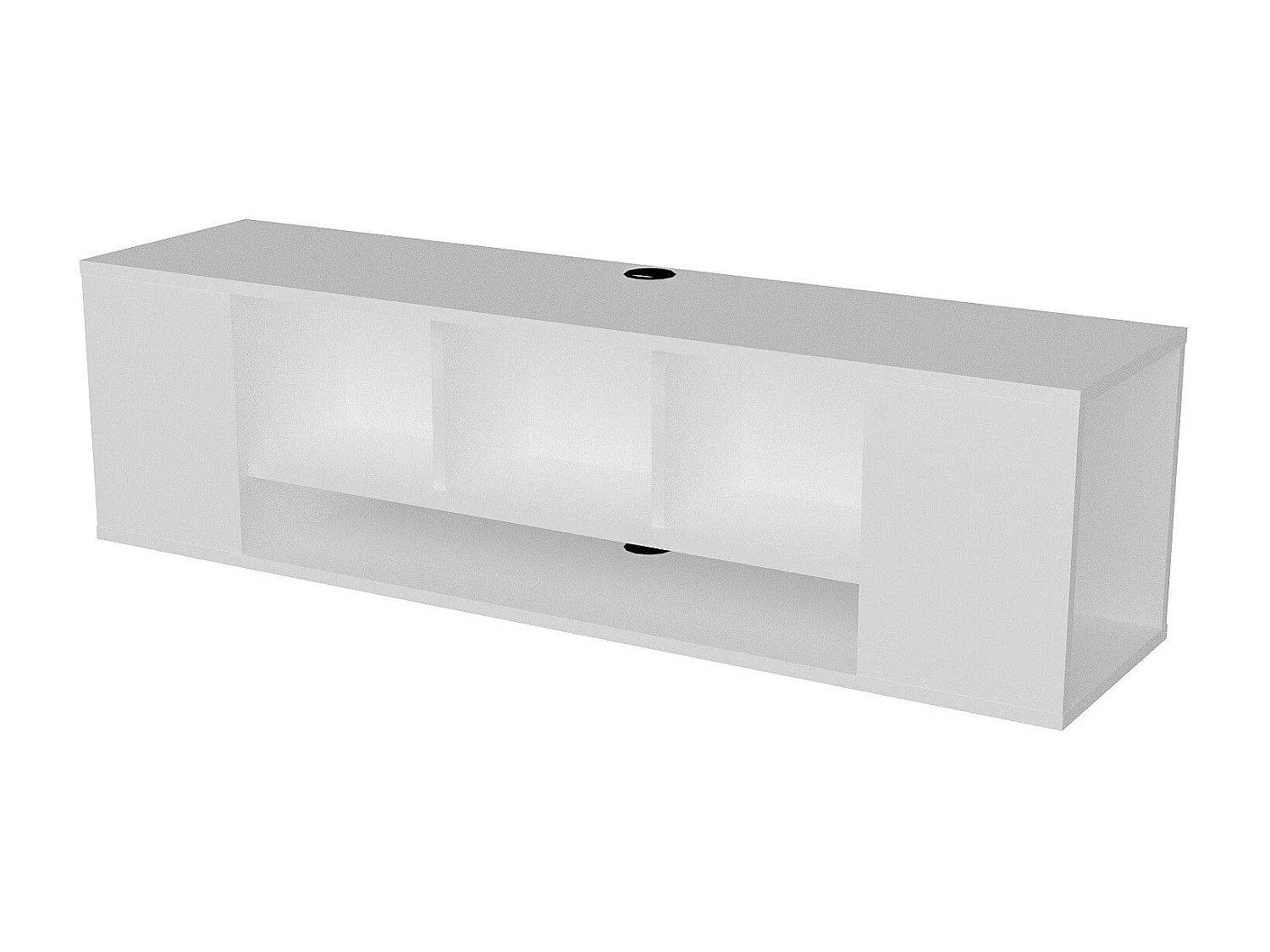 Moderne witte tv-standaard, 135 cm | 100% melamine gecoate spaanplaat, 18 mm dik | Wandmontage, meerdere planken, elegant en functioneel design