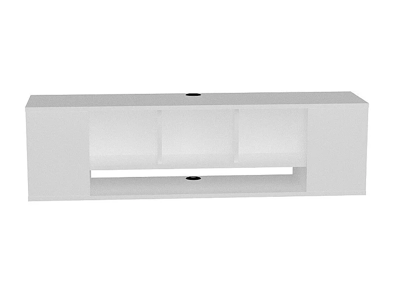 Moderne witte tv-standaard, 135 cm | 100% melamine gecoate spaanplaat, 18 mm dik | Wandmontage, meerdere planken, elegant en functioneel design