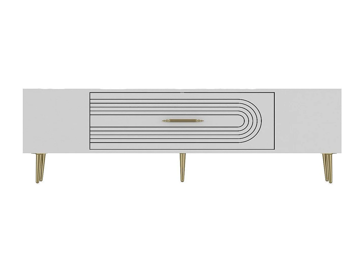 Meuble Tv design 1 porte basculante Steri L150cm Blanc et Or