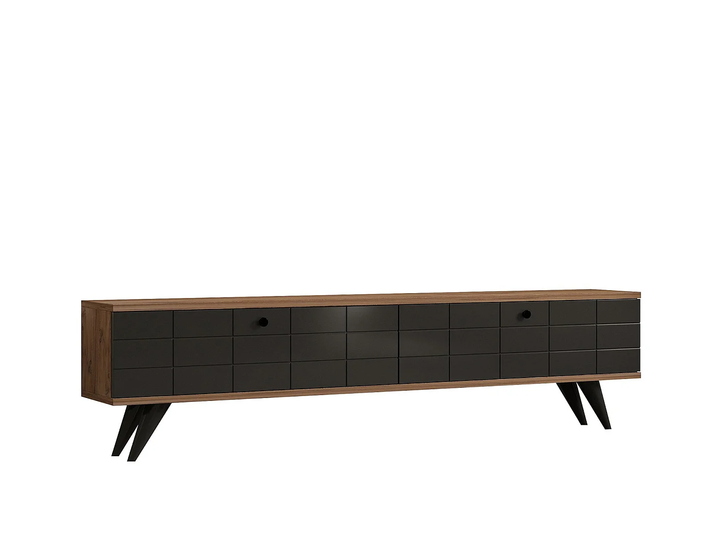 TV-bänk – 160 cm – Atlantic Pine och Antracit – Massivt trä och Melamin