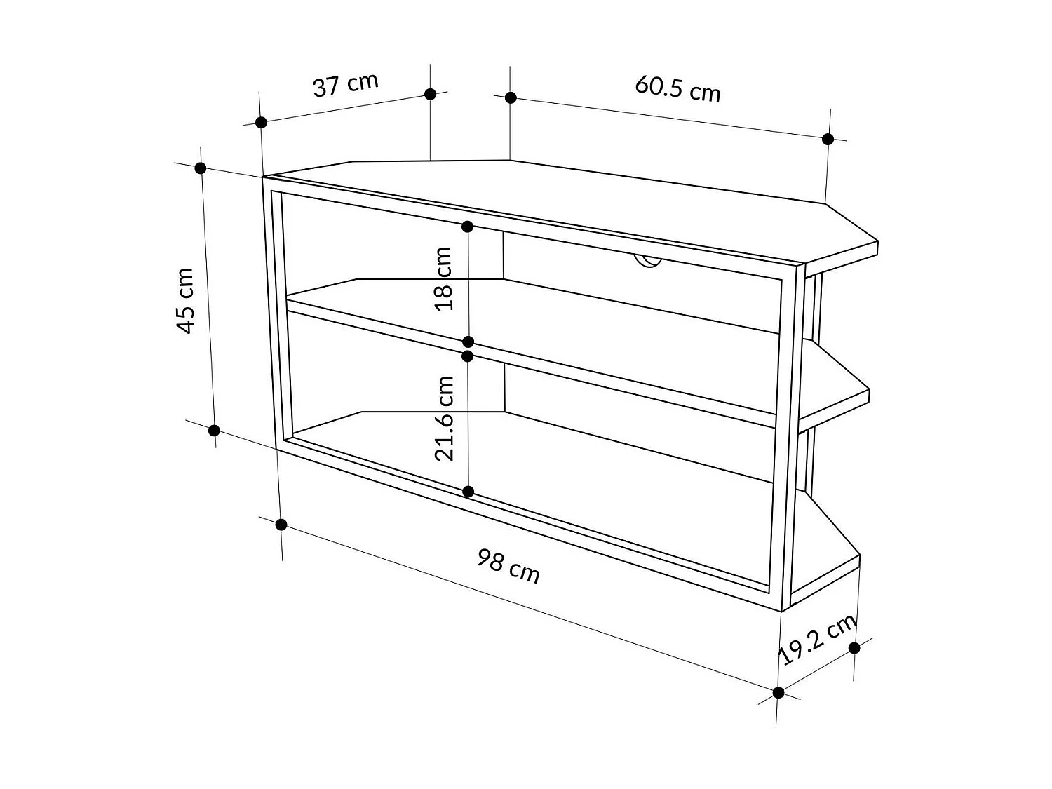 TV-meubel – 98 cm x 45 cm x 37 cm – Retrogrijs – Melamine gecoate spaanplaat