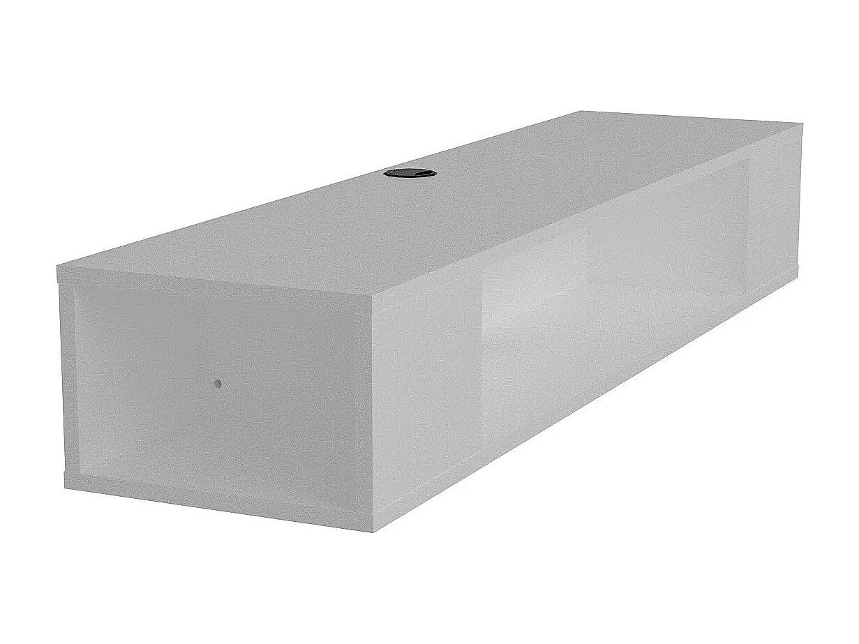 Moderne witte tv-standaard, 135 cm breed, 100% melamine gecoat, 18 mm dik | Wandmontage, met meerdere planken, elegant en functioneel design voor de woonkamer