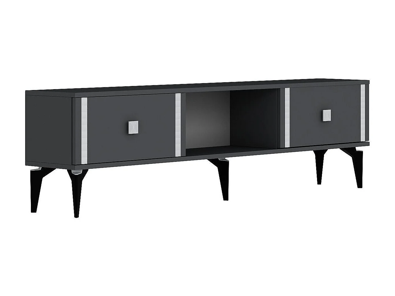 TV-Ständer – 150 cm breit – Anthrazit und Silber – Melaminbeschichtete Spanplatte