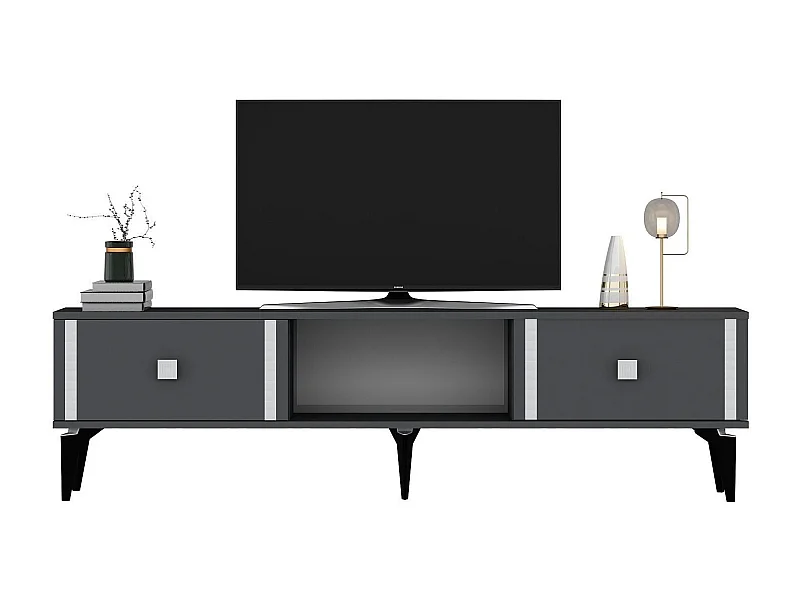 TV-Ständer – 150 cm breit – Anthrazit und Silber – Melaminbeschichtete Spanplatte