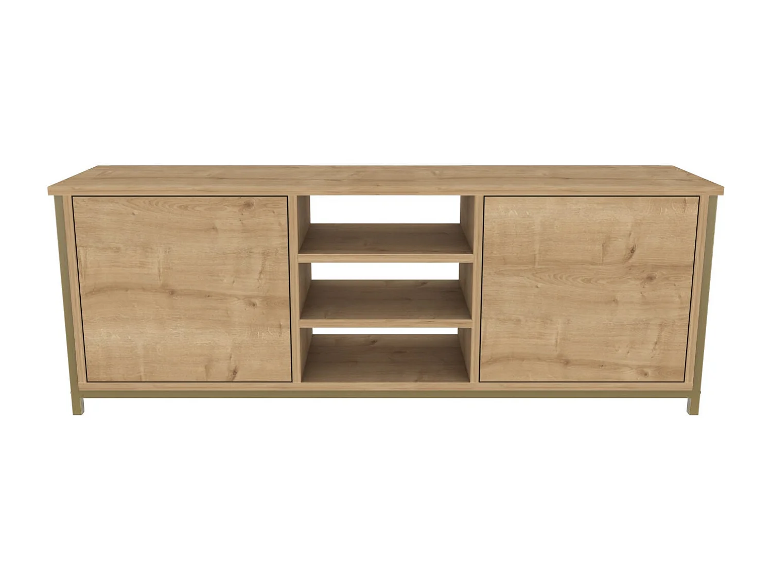 Meuble TV glamour, doré et chêne, 140 x 35,3 x 50,8 cm | Panneau de particules 100 % mélaminé, épaisseur 18 mm | Élégant et fonctionnel pour un salon moderne