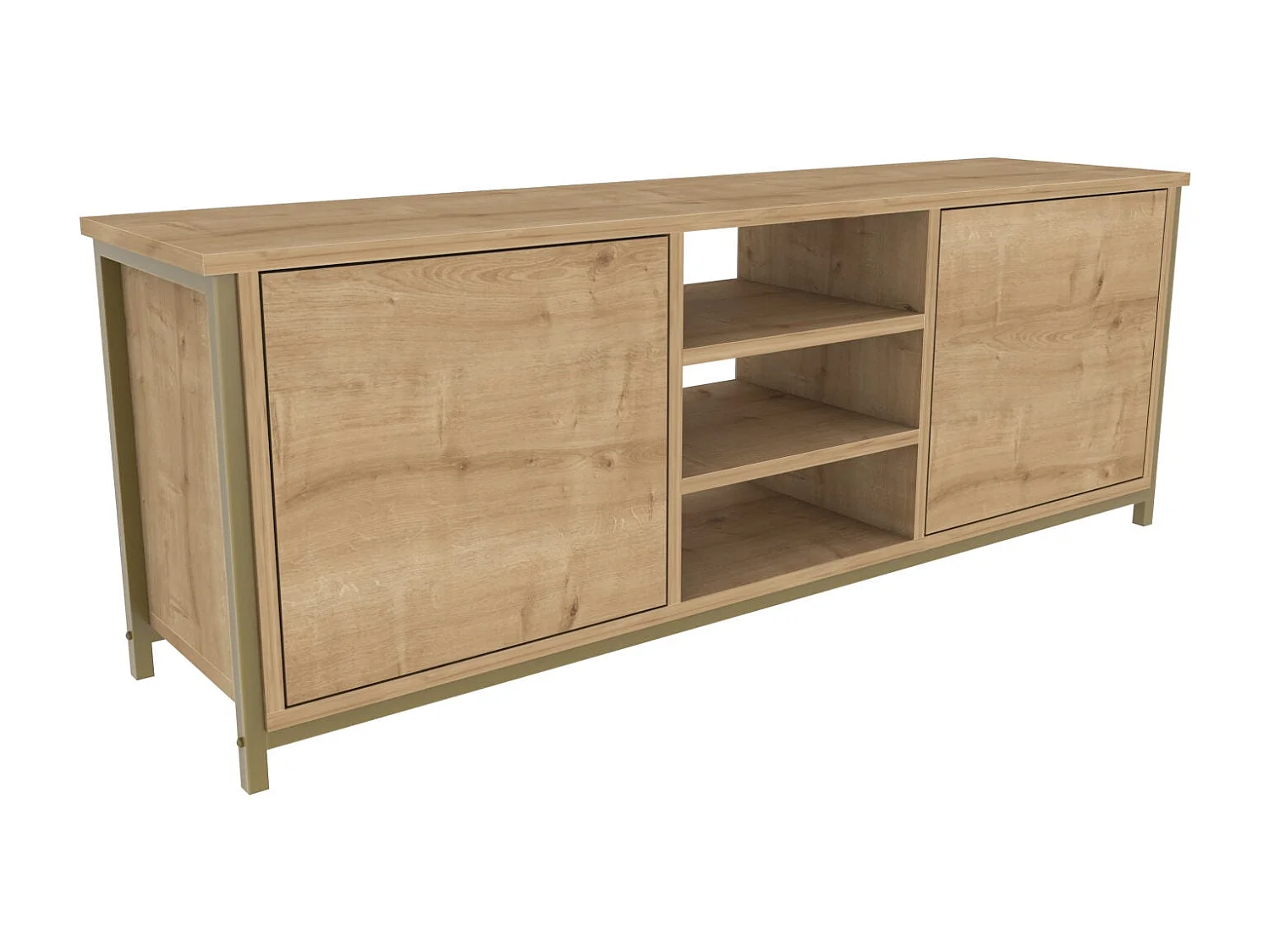 Meuble TV glamour, doré et chêne, 140 x 35,3 x 50,8 cm | Panneau de particules 100 % mélaminé, épaisseur 18 mm | Élégant et fonctionnel pour un salon moderne