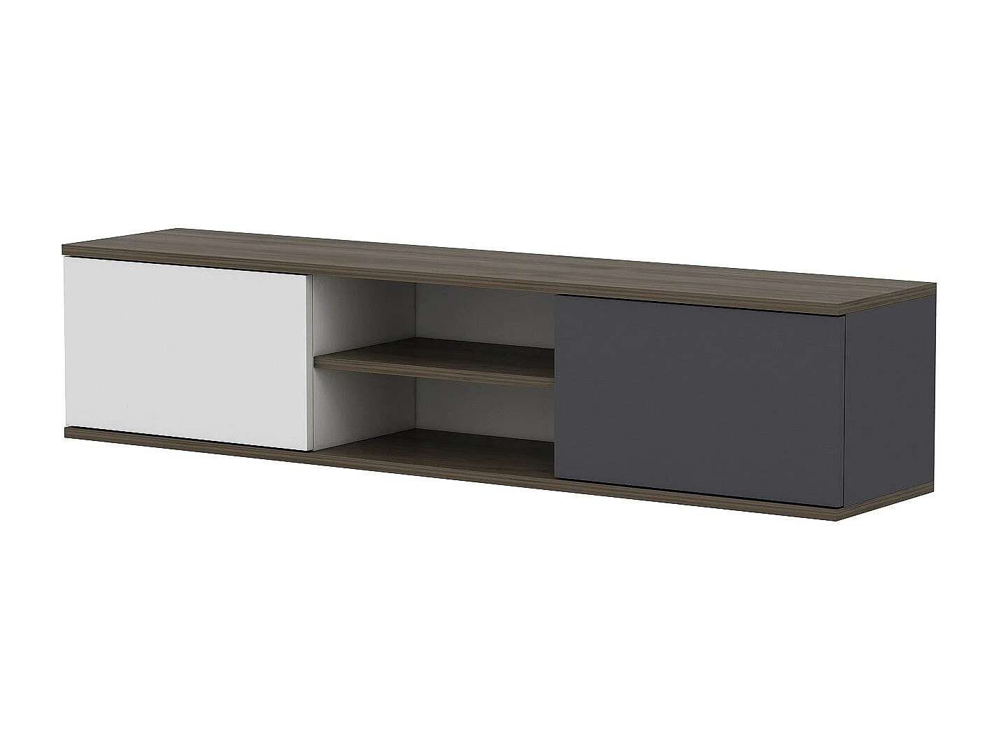 Meuble TV – 160 cm x 33,2 cm x 32 cm – Anthracite, Noyer, Blanc – Mélamine