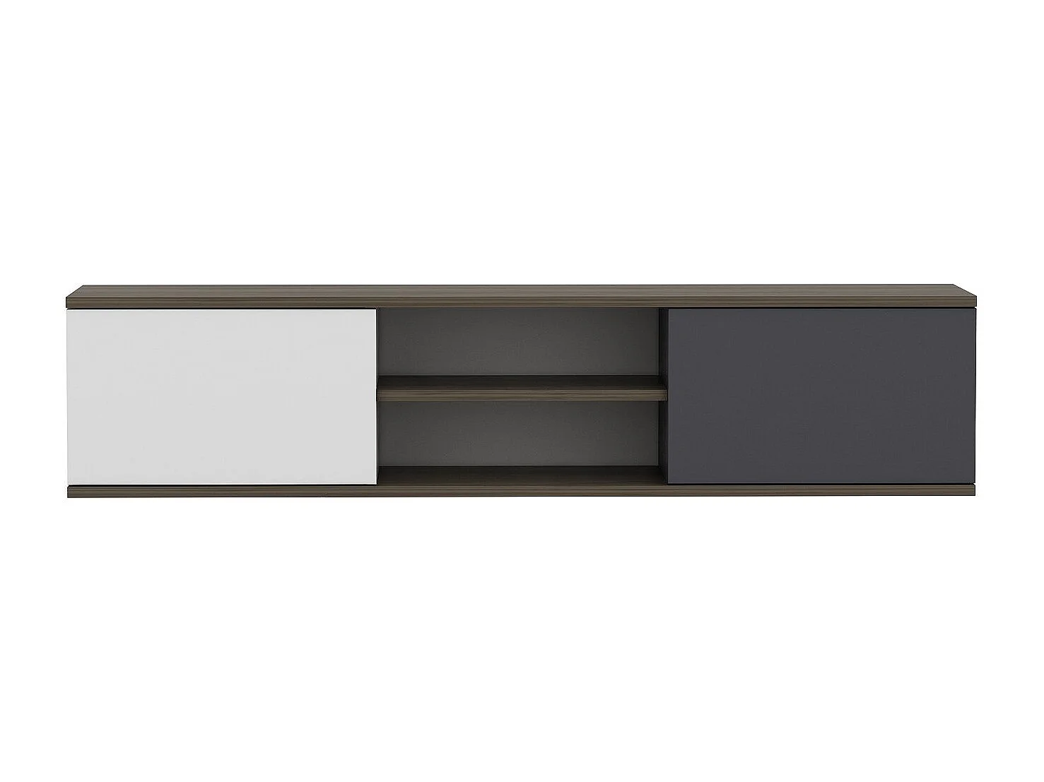 Meuble TV – 160 cm x 33,2 cm x 32 cm – Anthracite, Noyer, Blanc – Mélamine