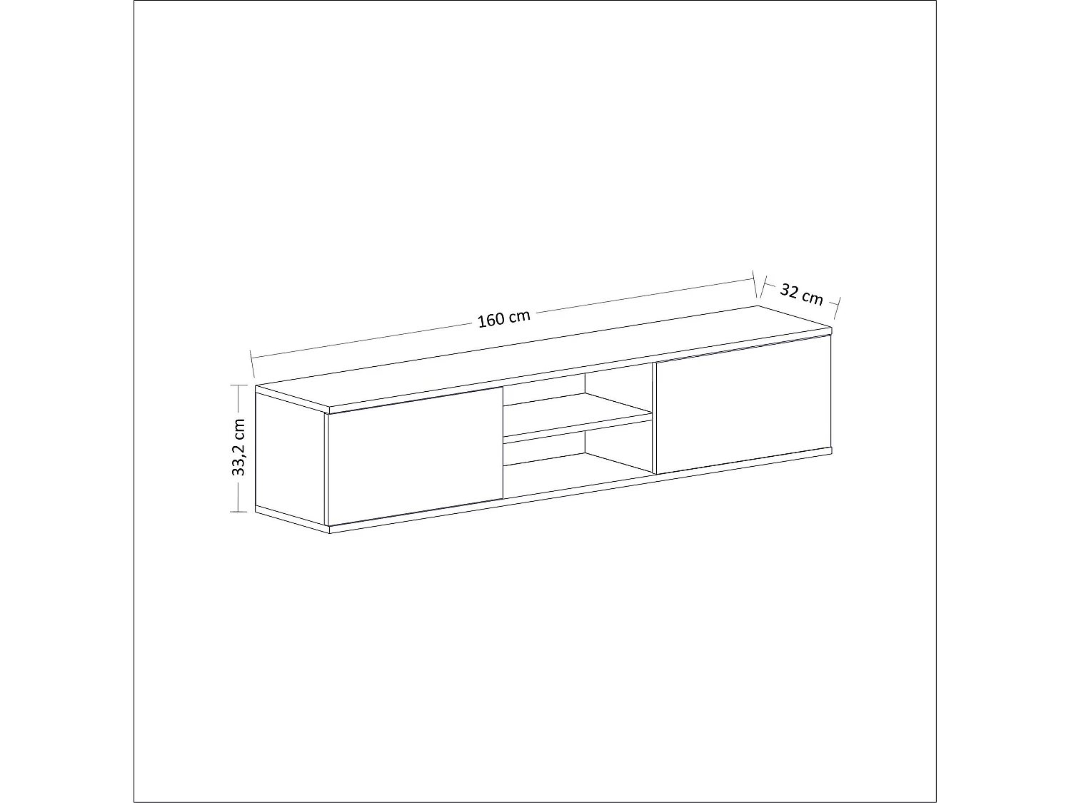 Meuble TV – 160 cm x 33,2 cm x 32 cm – Anthracite, Noyer, Blanc – Mélamine