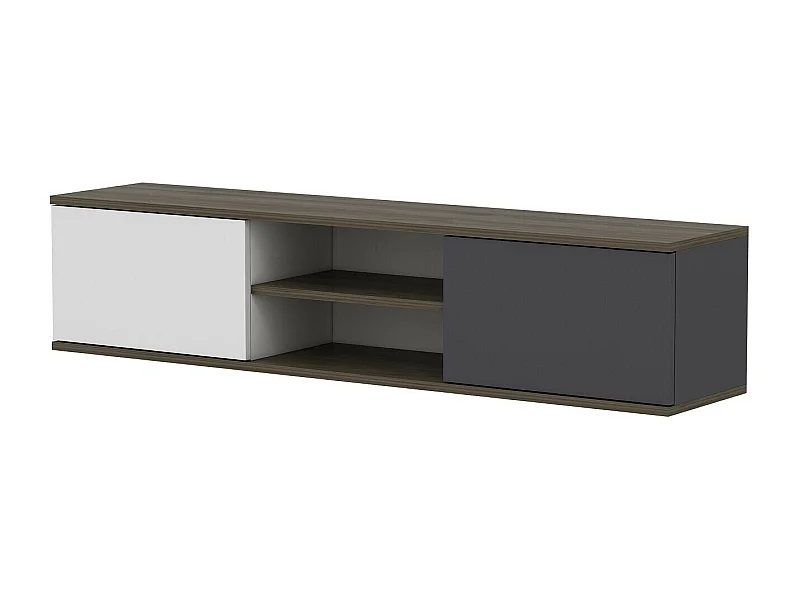 Meuble TV – 160 cm x 33,2 cm x 32 cm – Anthracite, Noyer, Blanc – Mélamine