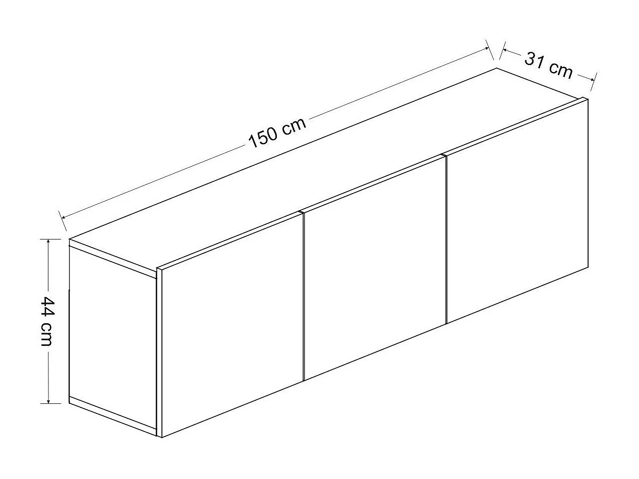 Meuble TV – 150 cm x 44 cm x 31 cm – Anthracite – Mélamine