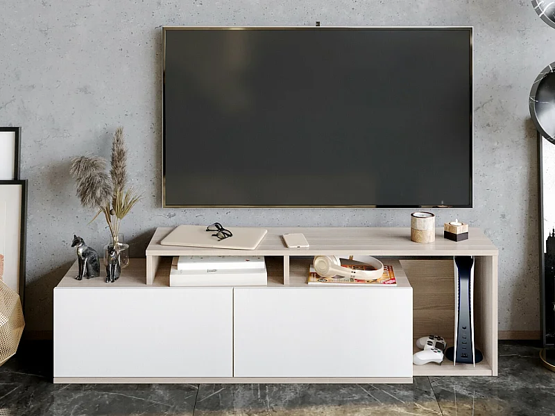Meuble TV moderne – 149,8 cm – Córdoba et Blanc – Panneau de particules